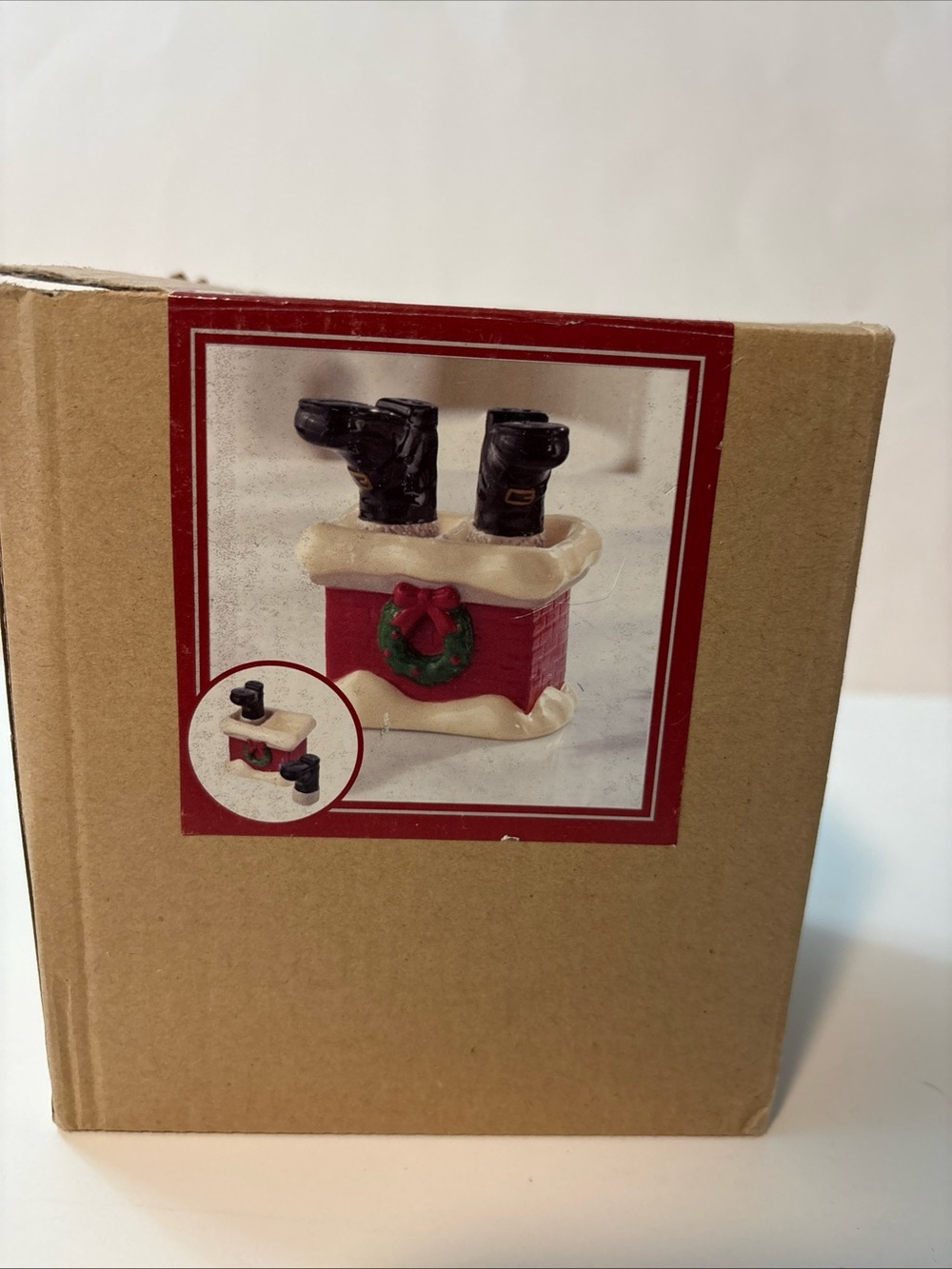 Grasslands Road Santa Boots In Chimney Ceramic Salt & Pepper Shaker Set New